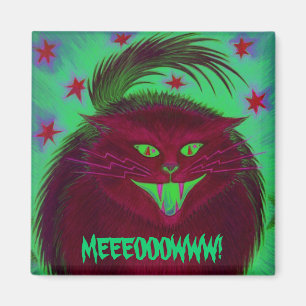 Beängstigende Katze rote "MEEEOOOWWW!" Magnet