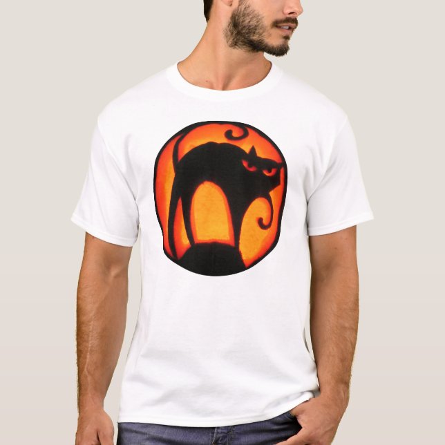 Beängstigende Katzen-Kürbislaterne Halloweens T-Shirt (Vorderseite)