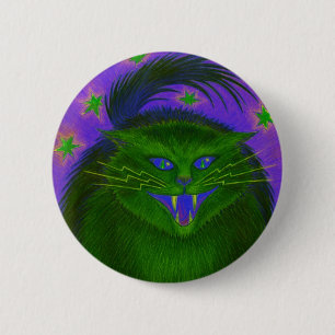 Beängstigende Katzengrün Button