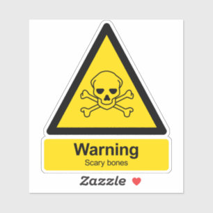 Beängstigende Knochen-Parodie-Warnschild Aufkleber
