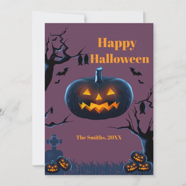 Beängstigende Kürbishalloween-Karten (Vorderseite)