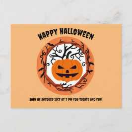 Beängstigende KürbisHalloween Postkarteneinladung Postkarte