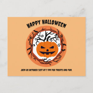 Beängstigende KürbisHalloween Postkarteneinladung Postkarte