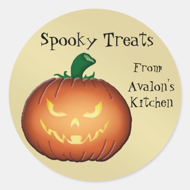 Beängstigende Kürbislaterne Halloween Backkleber Runder Aufkleber (Vorderseite)