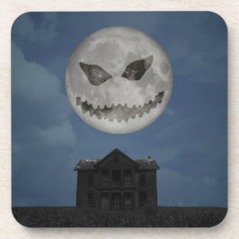 Beängstigende Kürbislaterne Halloween Moon Getränkeuntersetzer
