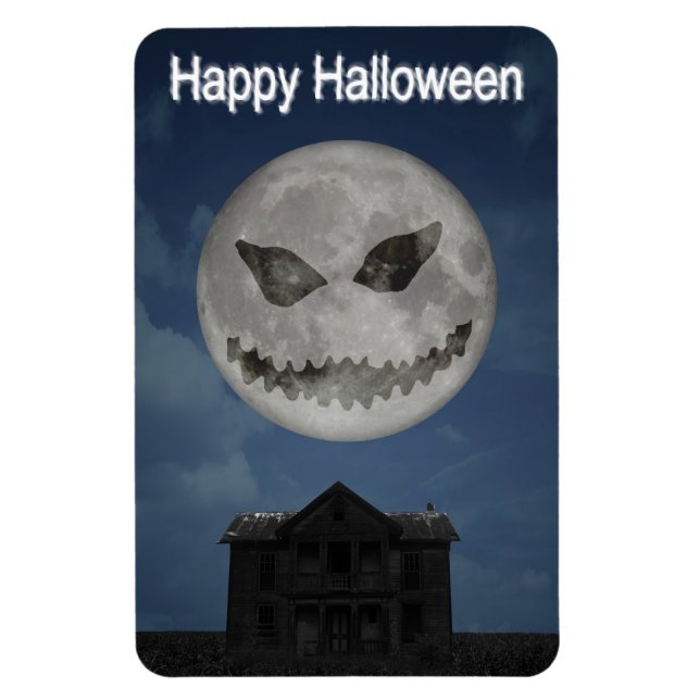 Beängstigende Kürbislaterne Halloween Moon Magnet (Vertikal)