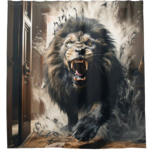 Beängstigende Lion Duschvorhang