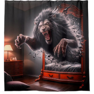 Beängstigende Lion Duschvorhang