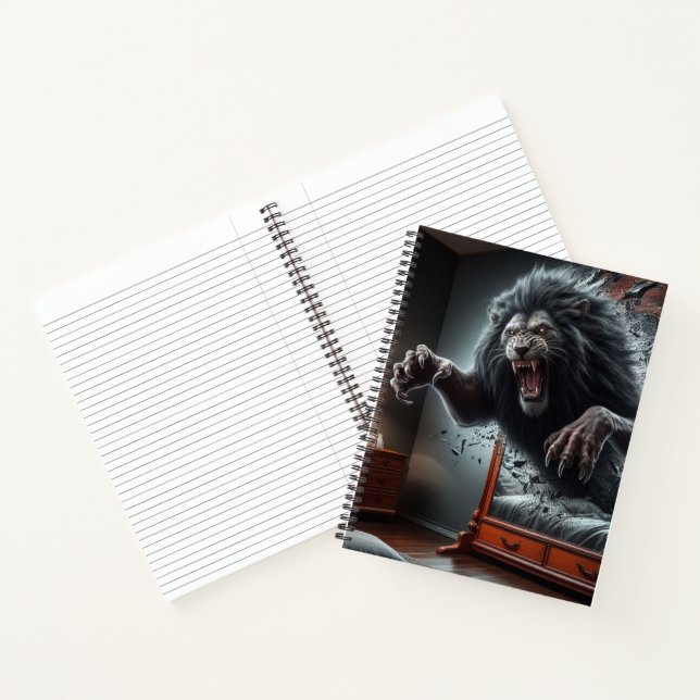 Beängstigende Lion Notizbuch (Innenseite)