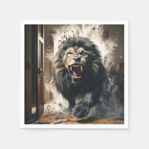 Beängstigende Lion Serviette