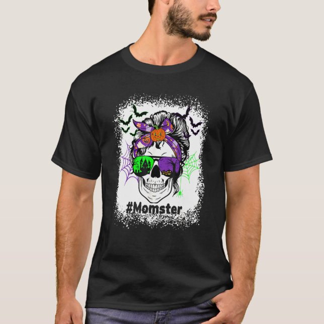 Beängstigende Mama Monster Skelett Halloween-Kostü T-Shirt (Vorderseite)