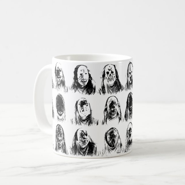 Beängstigende Masken Kaffeetasse (Vorderseite Links)