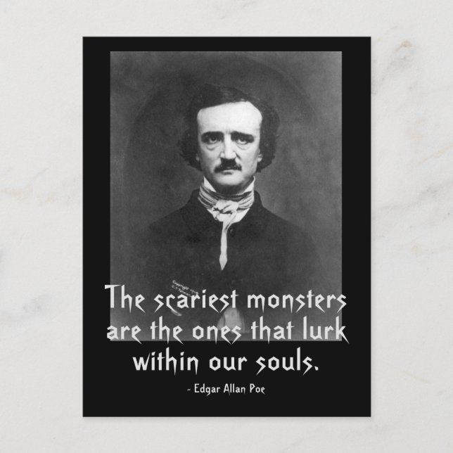 Beängstigende Monster Edgar Allan Poe Postkarte (Vorderseite)
