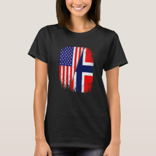 Beängstigende norwegische Flagge & amerikanische F T-Shirt