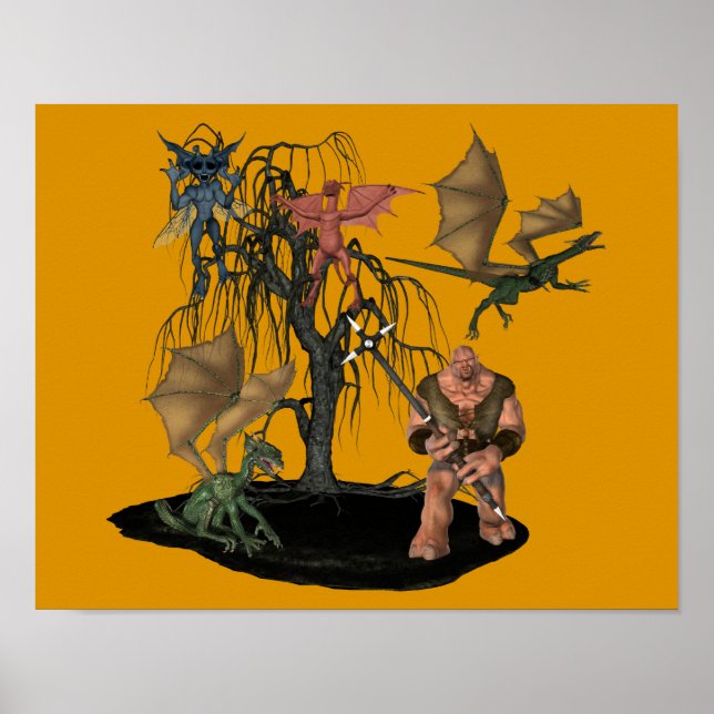 Beängstigende Ogre-Goblin-Kreaturen Halloween Poster (Vorne)