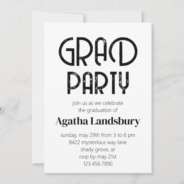 Beängstigende Partei der modernen High School Grad Einladung (Vorderseite)