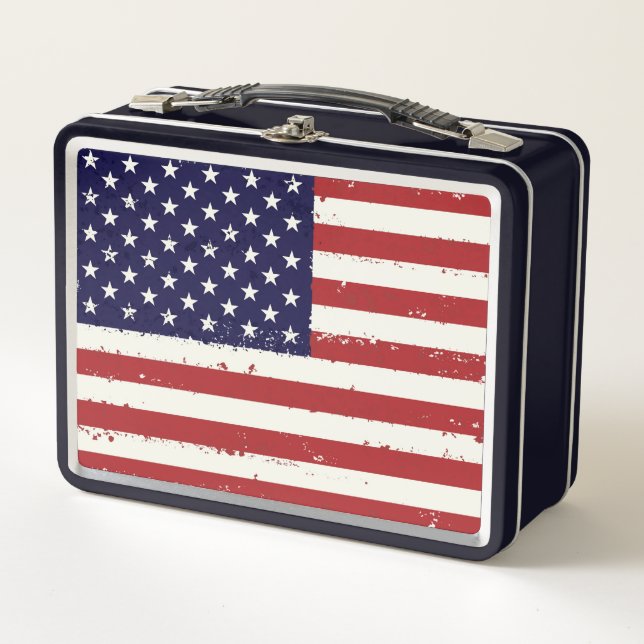 Beängstigende patriotische amerikanische Flagge Metall Lunch Box (Vorderseite)