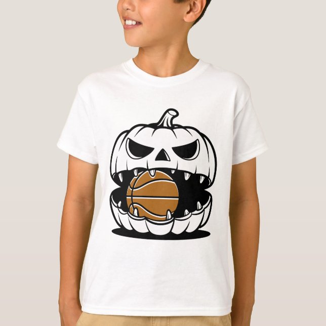 Beängstigende Pumpkin Basketball Face Shirts (Vorderseite)