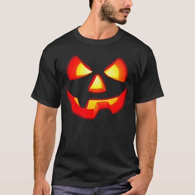 Beängstigende Pumpkin Face Jack O' Lantern Hallowe T-Shirt (Vorderseite)