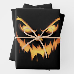 Beängstigende Pumpkin Kürbislaterne Face Halloween Geschenkpapier Set