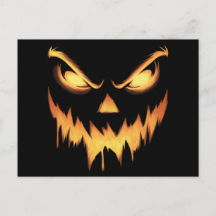 Beängstigende Pumpkin Kürbislaterne Face Halloween Postkarte