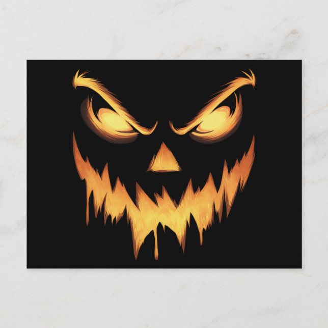Beängstigende Pumpkin Kürbislaterne Face Halloween Postkarte (Vorderseite)