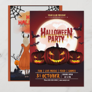 Beängstigende Pumpkin-Kürbislaterne-Halloween-Part Einladung