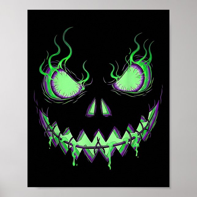 Beängstigende Pumpkin Kürbislaterne Spooky Hallowe Poster (Vorne)