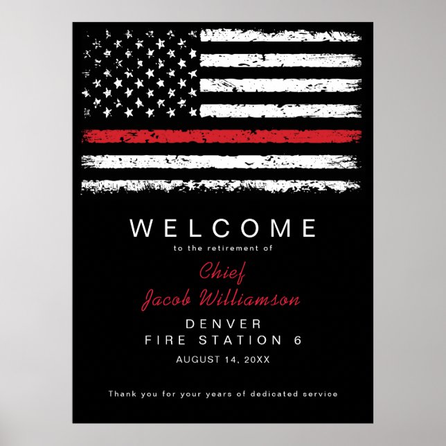 Beängstigende Red Thin Line American Flag Retireme Poster (Vorne)