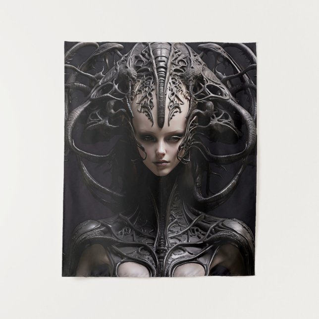 Beängstigende Reptilien-Alien Wandteppich (Vorderseite)