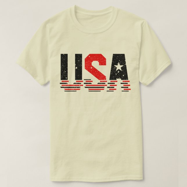 Beängstigende Rot- und Schwarz-USA-Typografie T-Shirt (Design vorne)
