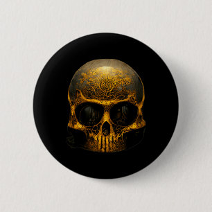 Beängstigende Schädelwand für ein gruseliges Hallo Button