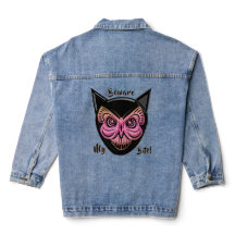 Beängstigende Schmetterlingskatze Skull Denim Jack