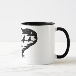 beängstigende, schwarze Fliegenhexen auf Broomstic Tasse