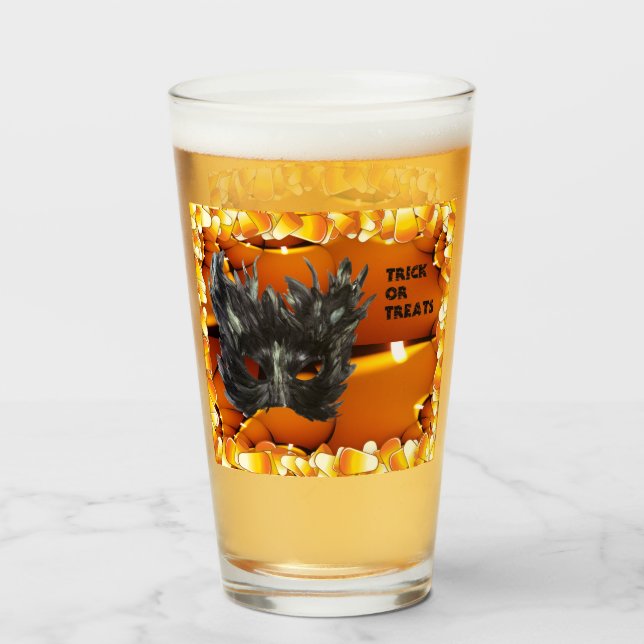 Beängstigende Schwarze Halloween-Maske Glas (Vorne (Gefüllt))