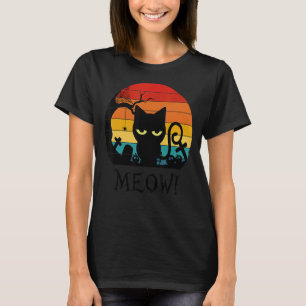 Beängstigende Schwarze Katze Meow Kitten Katzenunt T-Shirt