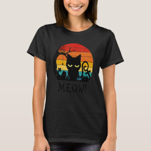 Beängstigende Schwarze Katze Meow Kitten Katzenunt T-Shirt