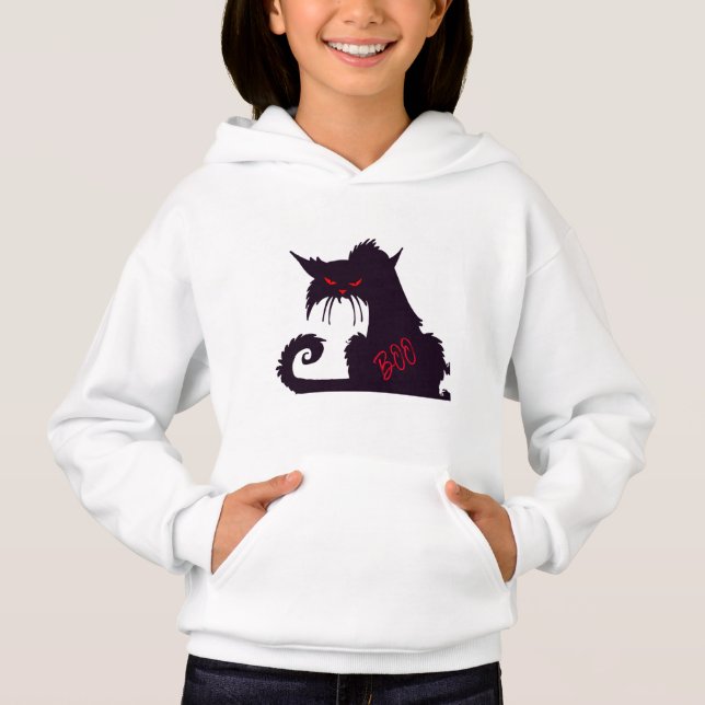 Beängstigende Schwarzkatze Hoodie (Vorderseite)