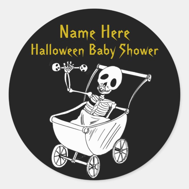 Beängstigende Skeleton Baby Shower Round Stickers (Vorderseite)