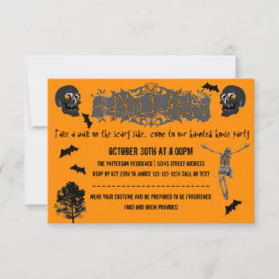 Beängstigende Skelette-3x5 Halloween-Party Einladu Einladung