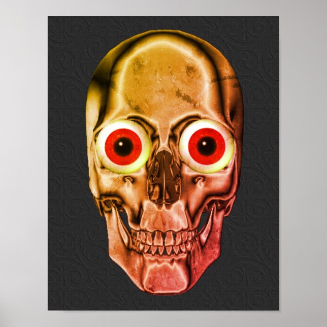 Beängstigende Skull Red Eyeballs Poster (Vorne)