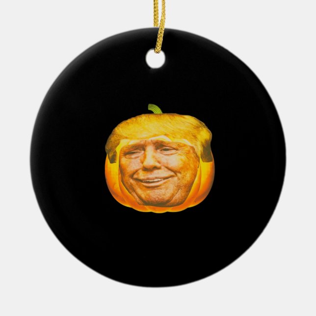 Beängstigende Trumpkin Pumpkin Halloween-Party Des Keramik Ornament (Vorne)