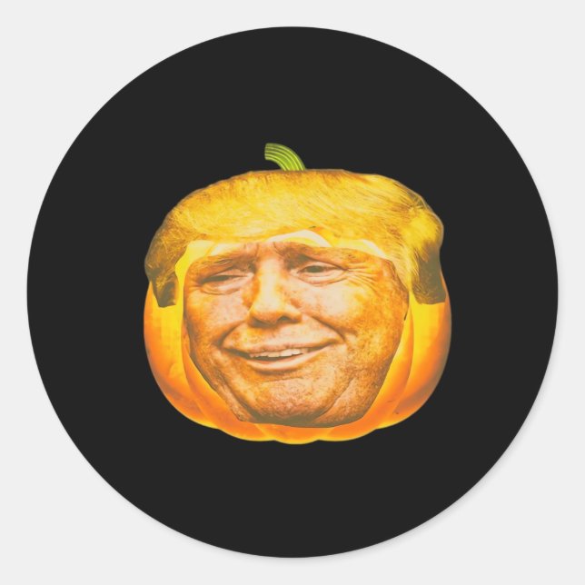 Beängstigende Trumpkin Pumpkin Halloween-Party Des Runder Aufkleber (Vorderseite)