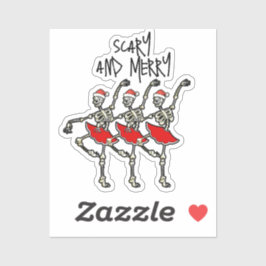 Beängstigende und fröhliche Weihnachtskelett-Balle Aufkleber