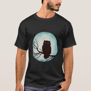 Beängstigende Vintage Eule mit spokoblauem Wasserf T-Shirt