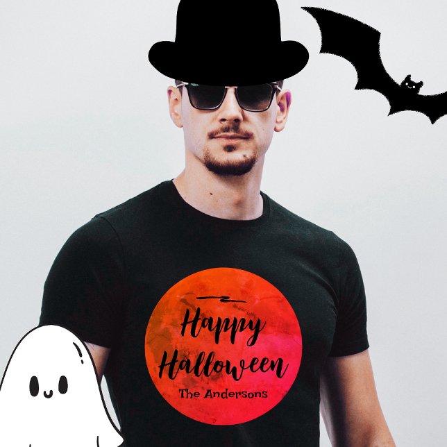 Beängstigende Vollmondtypografie Black Orange Hall T-Shirt (Von Creator hochgeladen)