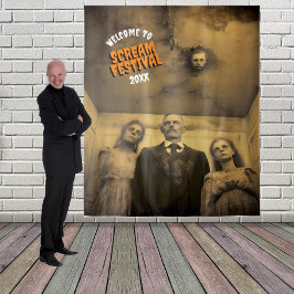 Beängstigende Zombie-Familie Halloween-Hintergrund Wandteppich