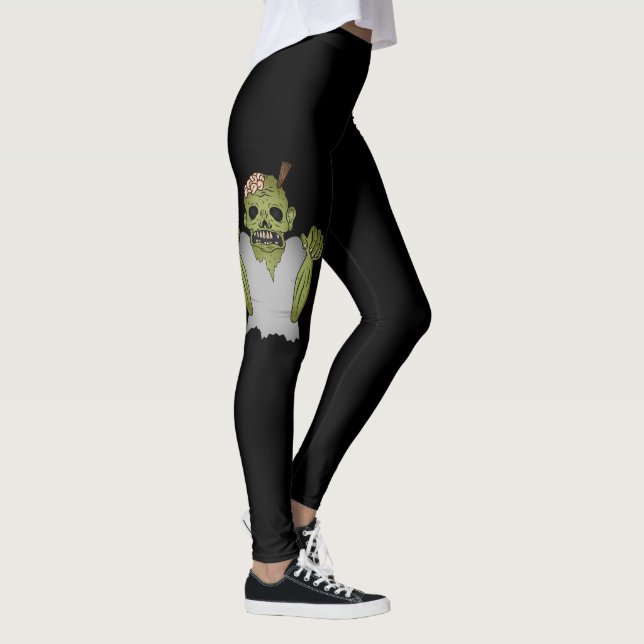 Beängstigende Zombie-Illustration zu Halloween auf Leggings (Rechts)