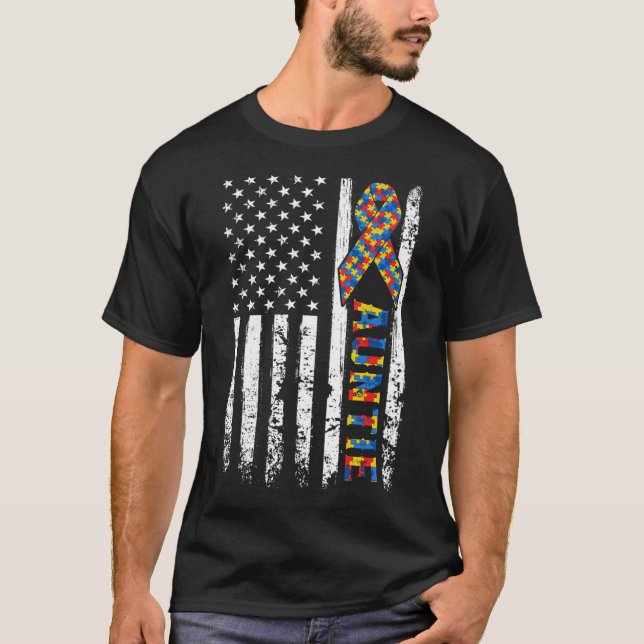 Beängstigender Autismus der US-Flagge T-Shirt (Vorderseite)