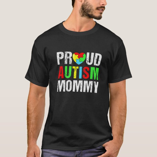 Beängstigender Autismus Mommy Heart Family Matchin T-Shirt (Vorderseite)